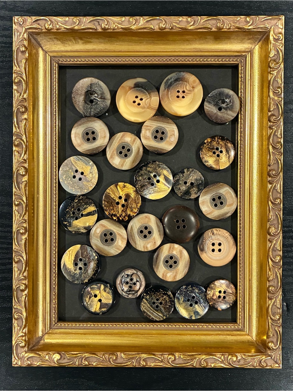 25 Vintage Sewing Buttons, Horn, Faux Horn, Resin, Brown, Tan, Grey ‘50s-‘70s